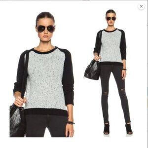 Rag & Bone Portia Wool Pullover Sweater Black Grey Marled Size m